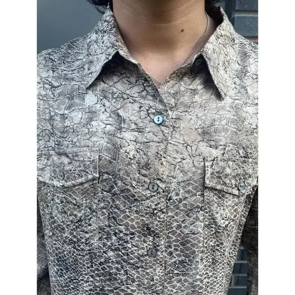 Silk Blend Snakeskin Blouse - Picture 5 of 5